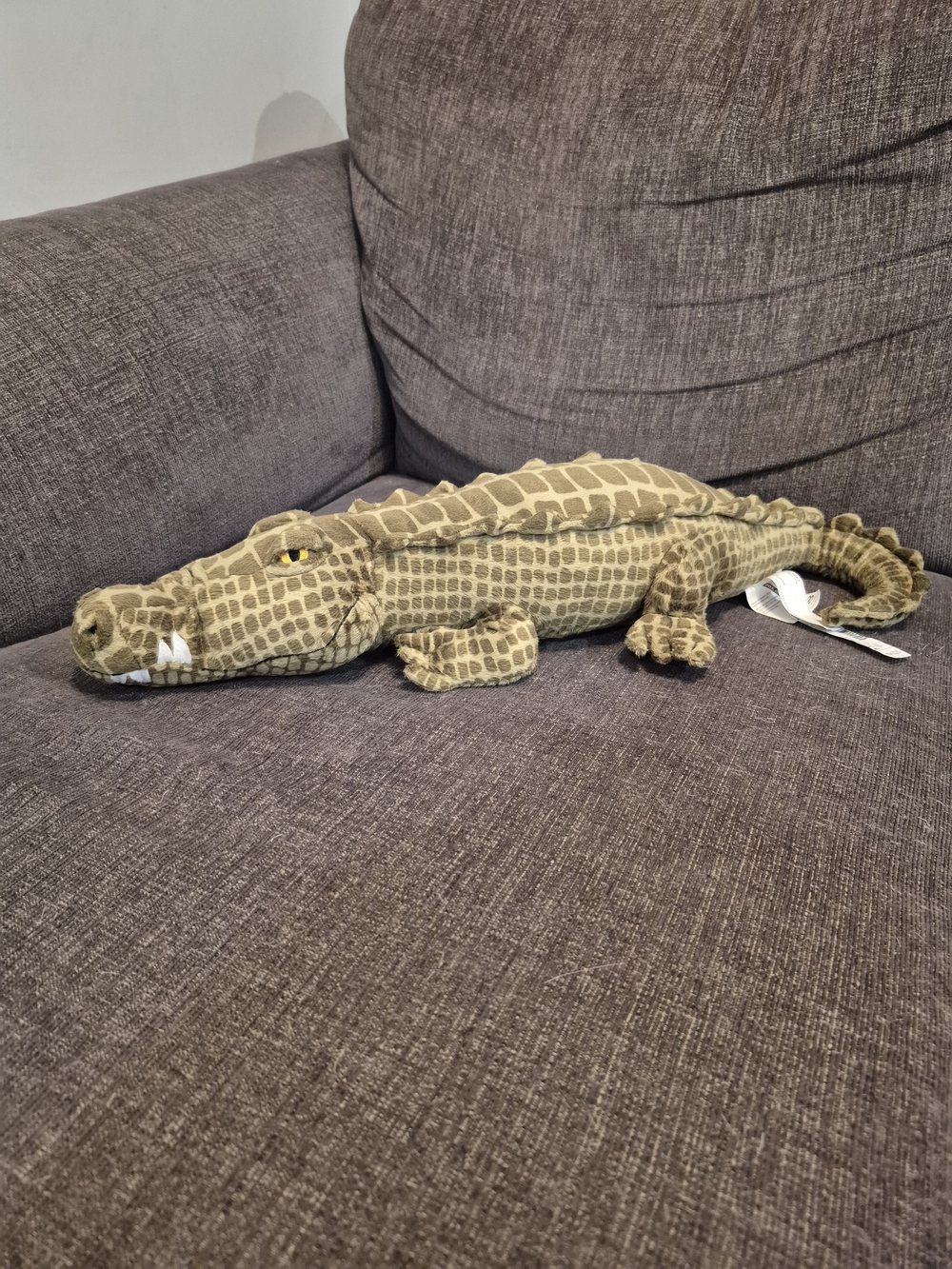 Ikea Plush Crocodile Stuffed Animal - Olive Green 32" Long Like New
